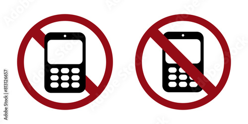 mobile phone ban prohibit icon. Not allowed smart phones