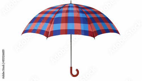 illustration of an umbrella with red and blue plaid pattern  clip art style isolated on white background  high resolution photo  professional photograph  high quality rendering  sharp focus  studio li