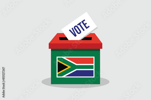 South Africa Ballot Box Flat and minimalist vector illustration concept. Vote Conceptual Art. Elections.