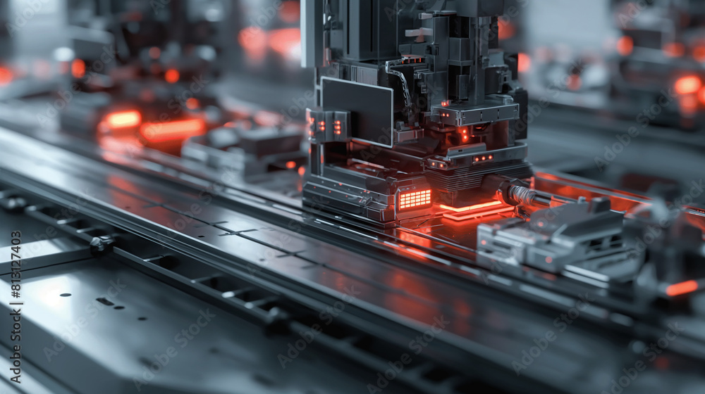 High-tech automated production line in a factory. High-tech automated production line in a factory.