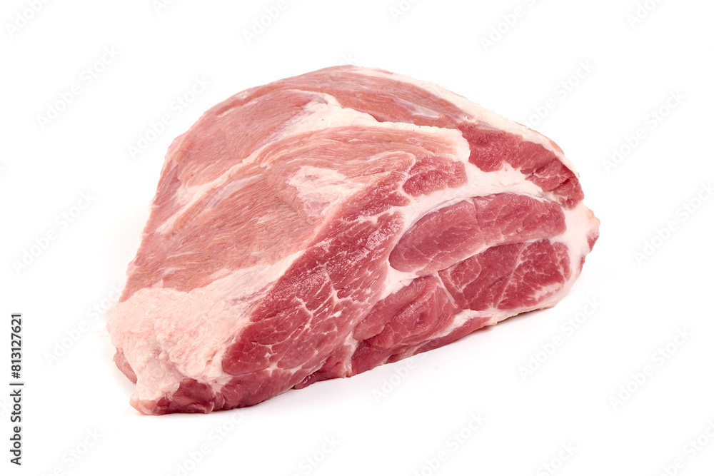 Chilled pork buston butt, isolated on white background.