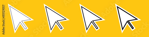 Click cursor sticker icon. Computer mouse pointer vector arrow