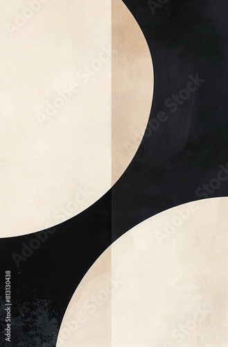 Minimalist Art: Simple and clean designs that focus on a graphic elements black and beige colors. Contemporary painting, poster for wall.