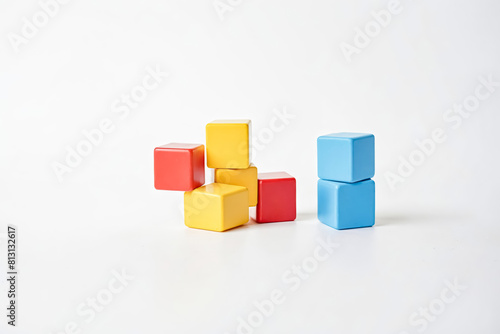 Stack of colorful building toy blocks