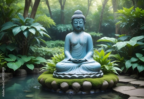 Buddha Day   statue of buddha with beautiful realistic background 