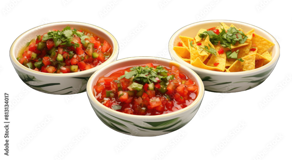 3d three set of Salsa Sensation Bowl on white background 3d three set of Salsa Sensation Bowl on white background