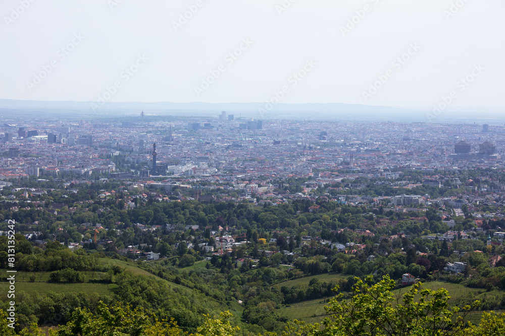 view over vienna, austria, from the Kahlenberg in austria, vienna, at a sunny spring day view over vienna, austria, from the Kahlenberg in austria, vienna, at a sunny spring day