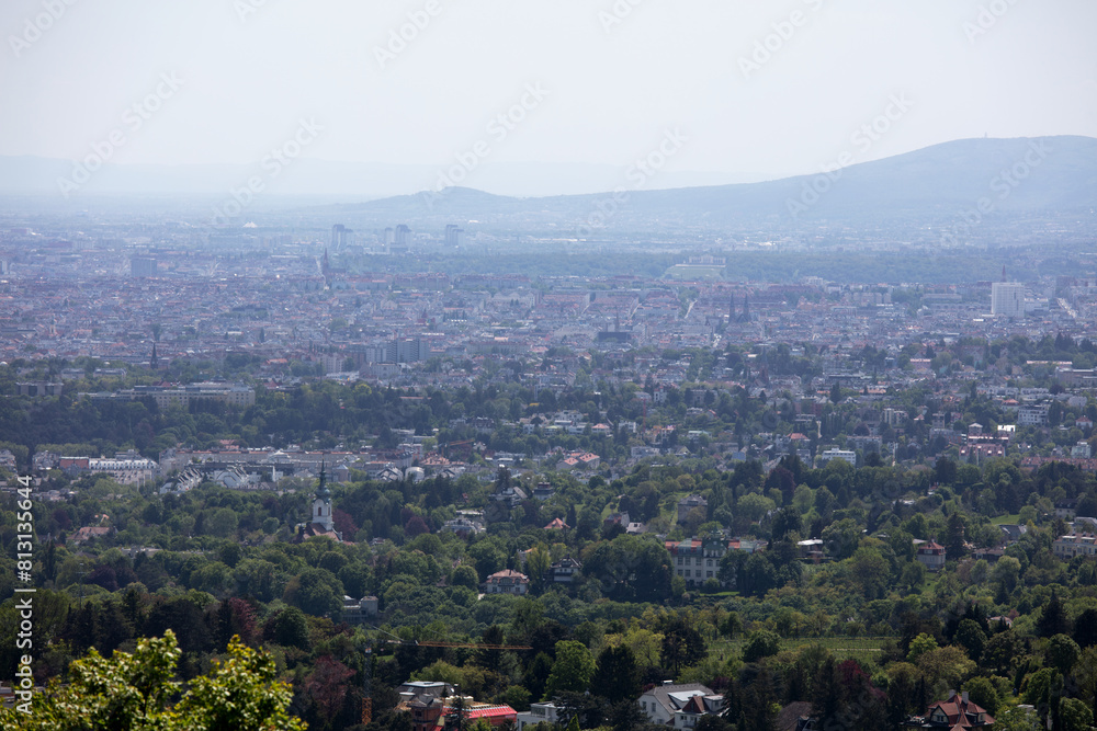 view over vienna, austria, from the Kahlenberg in austria, vienna, at a sunny spring day view over vienna, austria, from the Kahlenberg in austria, vienna, at a sunny spring day