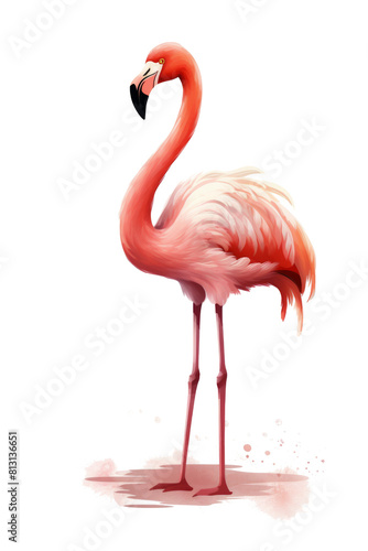 Pink Flamingo Standing on White Surface