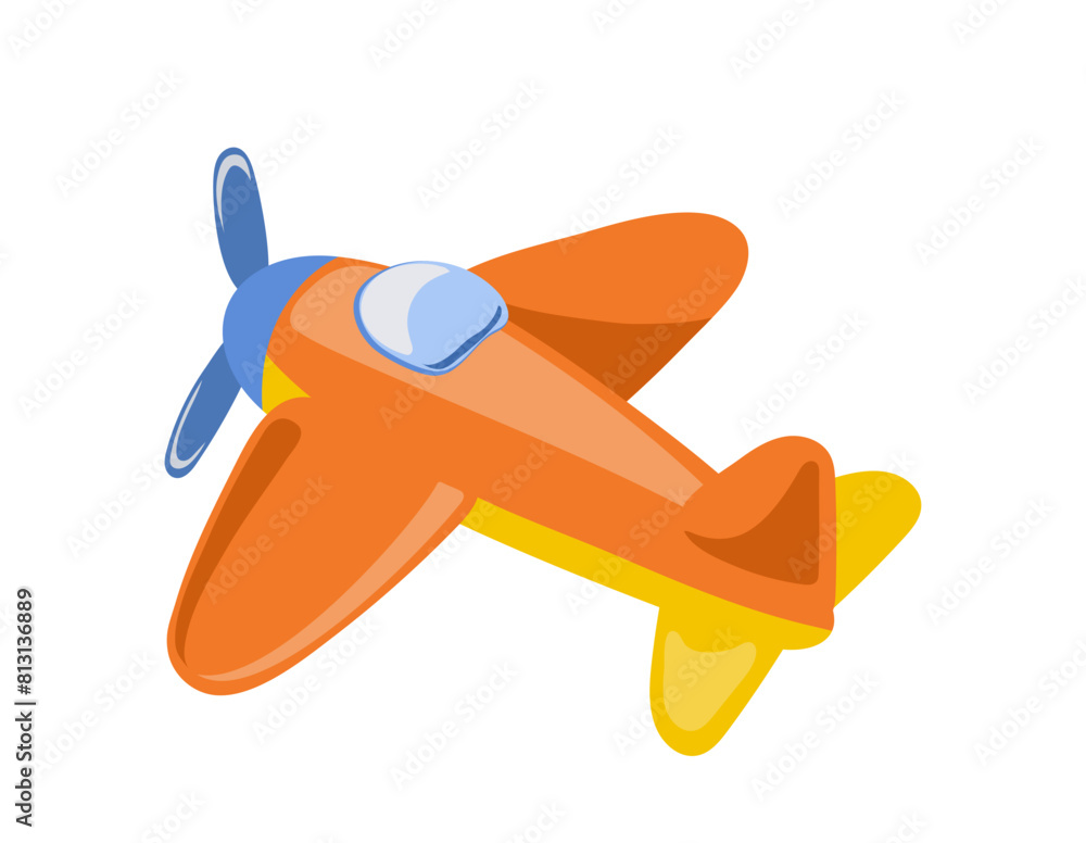 Fototapeta premium Flying plane toy item for children games and recreation vector illustration isolated on white
