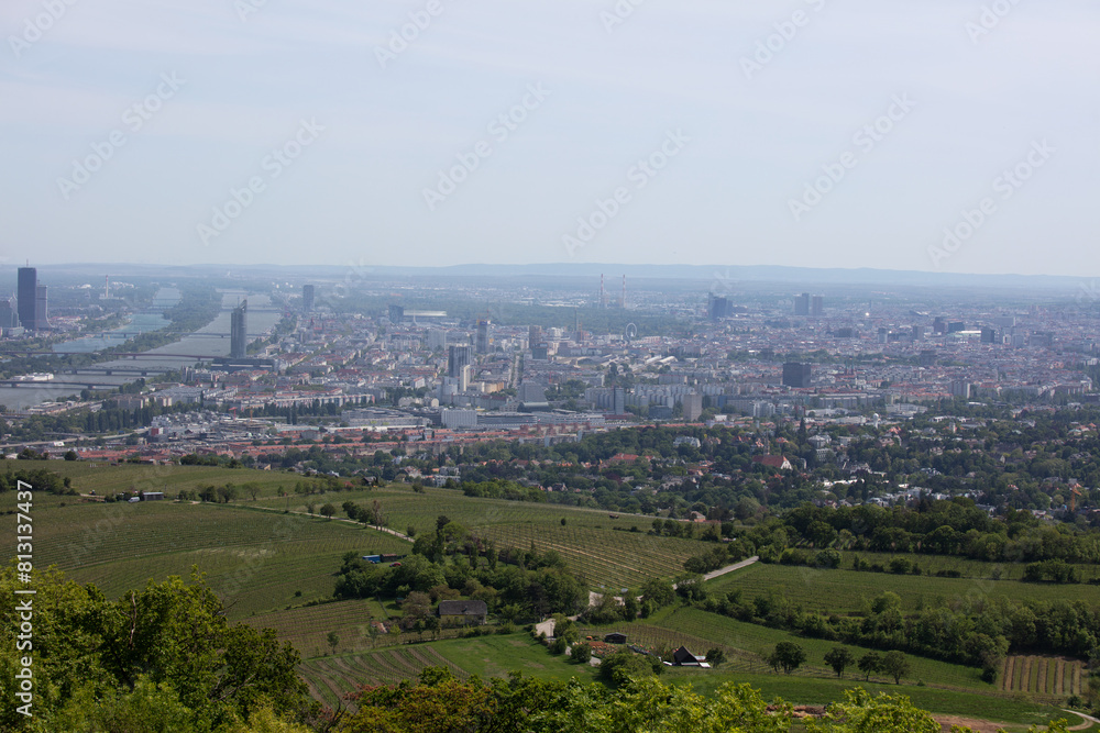 view over vienna, austria, from the Kahlenberg in austria, vienna, at a sunny spring day view over vienna, austria, from the Kahlenberg in austria, vienna, at a sunny spring day