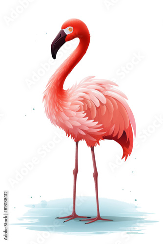 Pink Flamingo Standing on White Surface