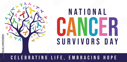 National Cancer survivors day is observed every year in June. banner design template Vector illustration background design photo