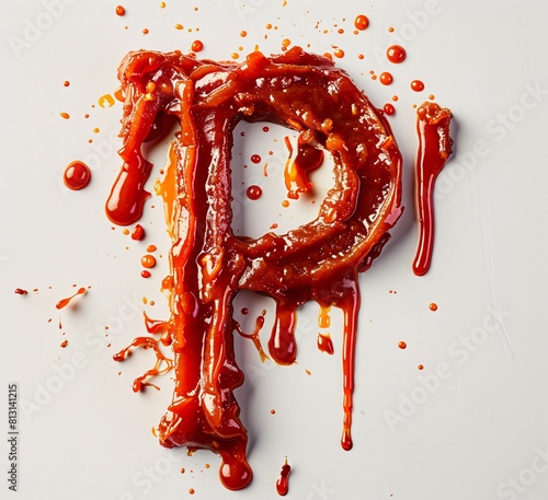 Ribbony Ketchup Text with Letter P photo