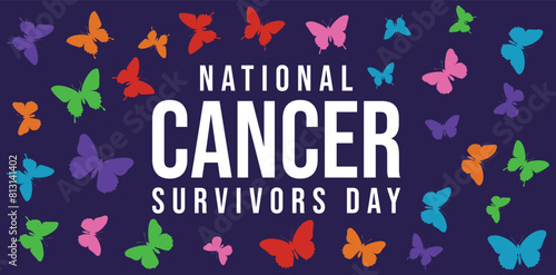 National Cancer survivors day is observed every year in June. banner design template Vector illustration background design