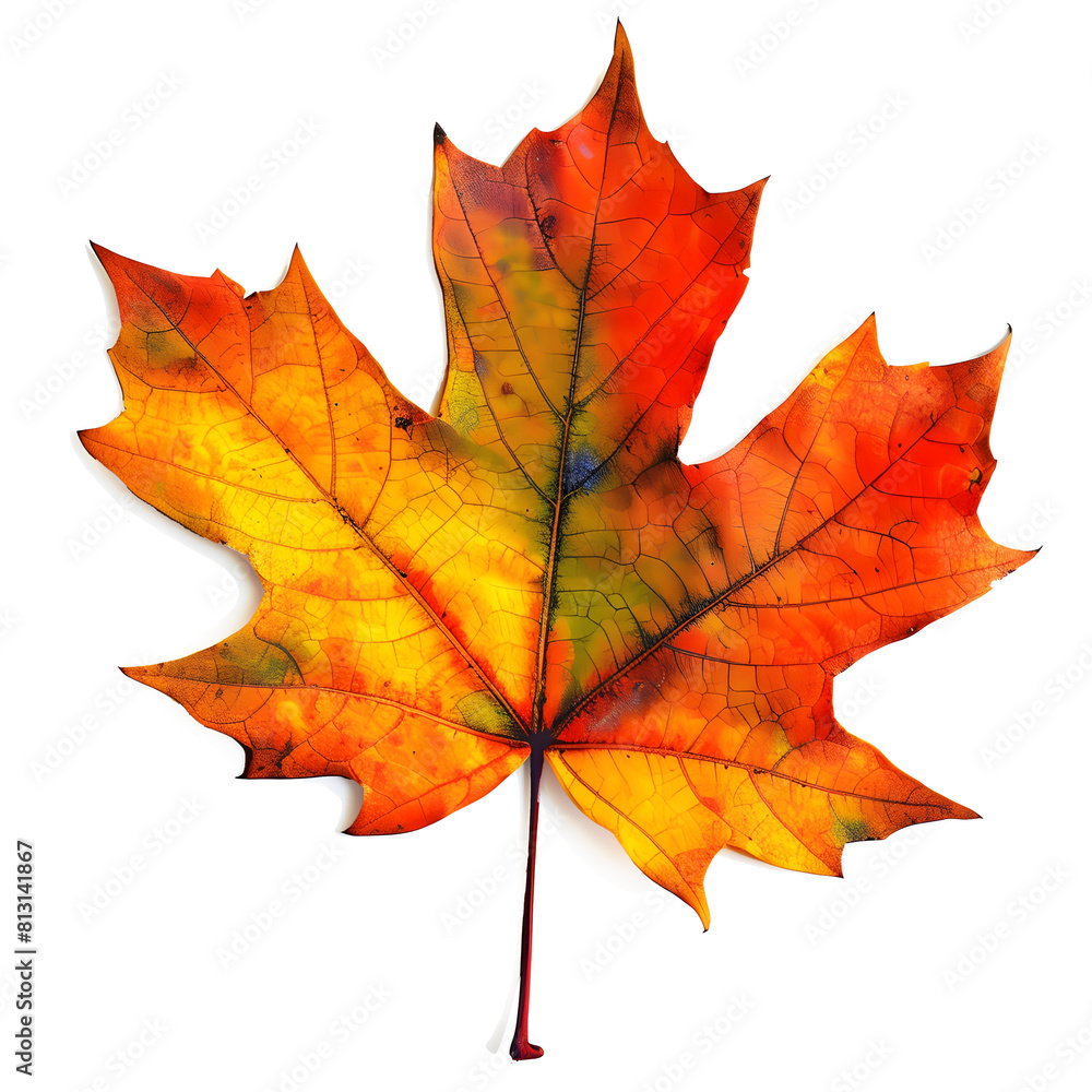 Fototapeta premium Colorful autumn maple leaf cut out