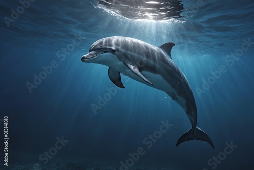  Playful Voyager  The Captivating Image of a Cheerful Dolphin 