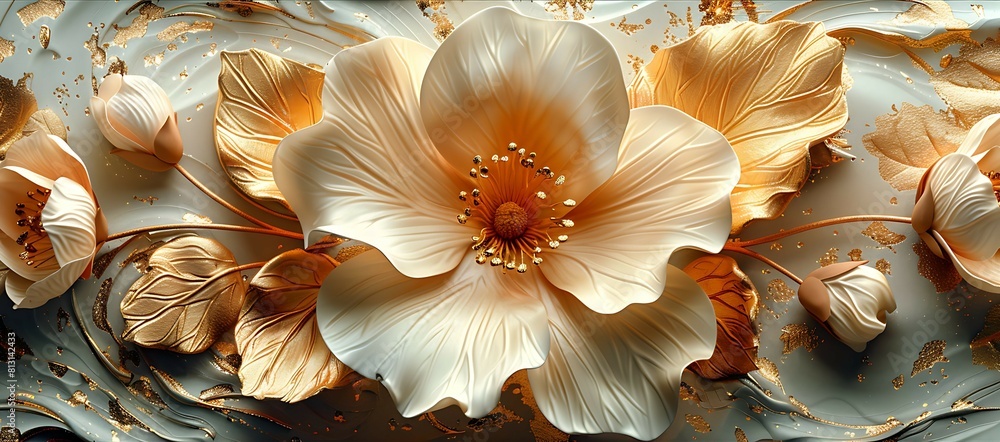 Realistic 3D flowers painting art work background. digital flowers oil painting style illustration. Realistic 3D flowers painting art work background. digital flowers oil painting style illustration.