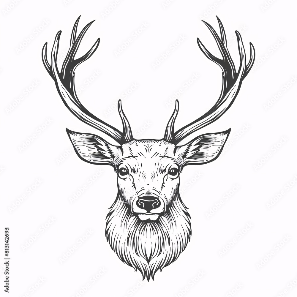 Fototapeta premium Stylized Deer Head Vector Illustration