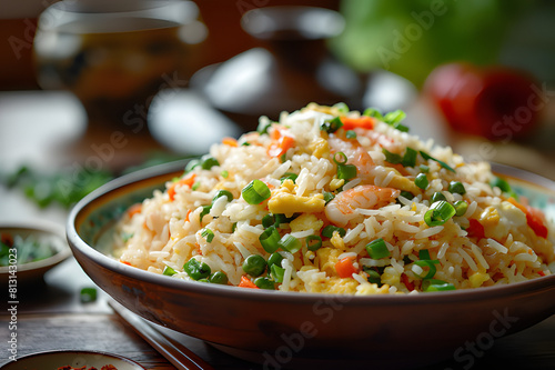 Egg Fried rice with shrimp and vegetables