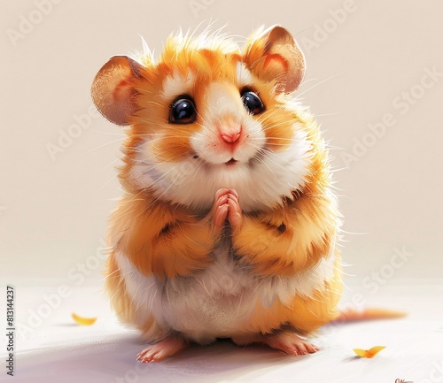 Adorable Cartoon Hamster with Prayer Hands