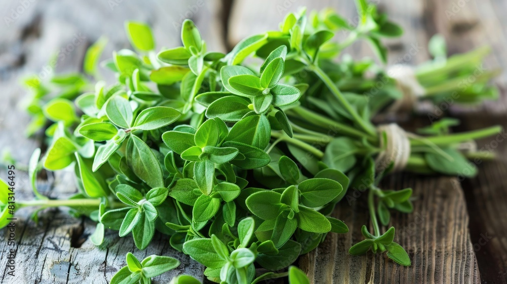 Fresh oregano sprigs tied together, symbolizing their antioxidant and antimicrobial effects in treating infections Fresh oregano sprigs tied together, symbolizing their antioxidant and antimicrobial effects in treating infections