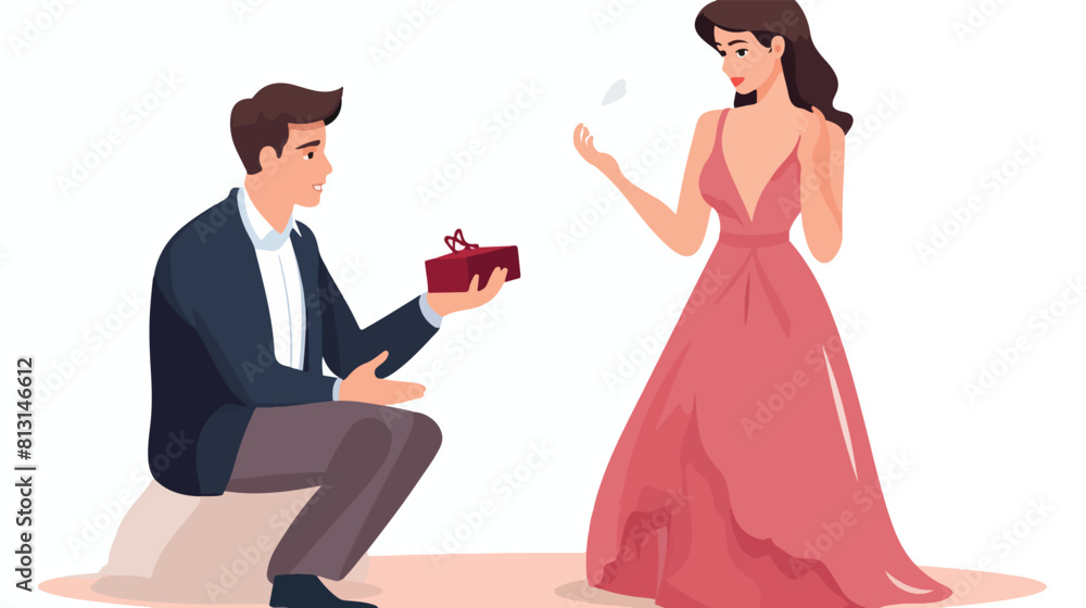 Marriage proposal rejection flat vector illustratio