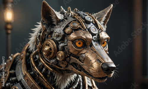 Mechanic Wolf art. Animal Robot Steampunk style
