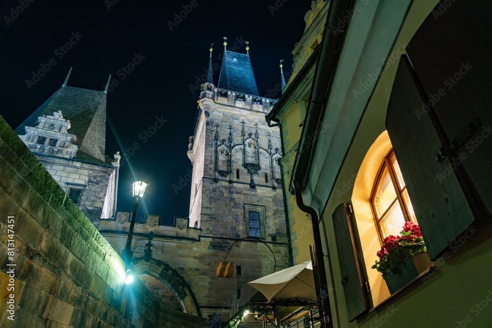 Naklejka premium Close-up at lesser town Bridge Tower, Prague, Czechia