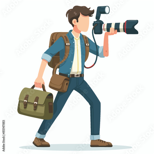 Photographer Boys Character in Vector Art Cartoon