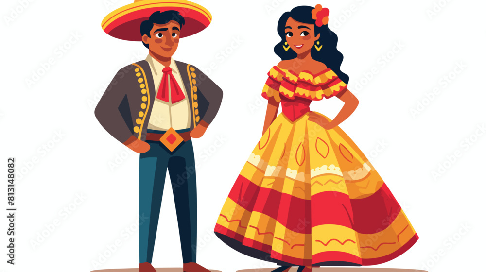 Mexican man and woman in traditional national cloth