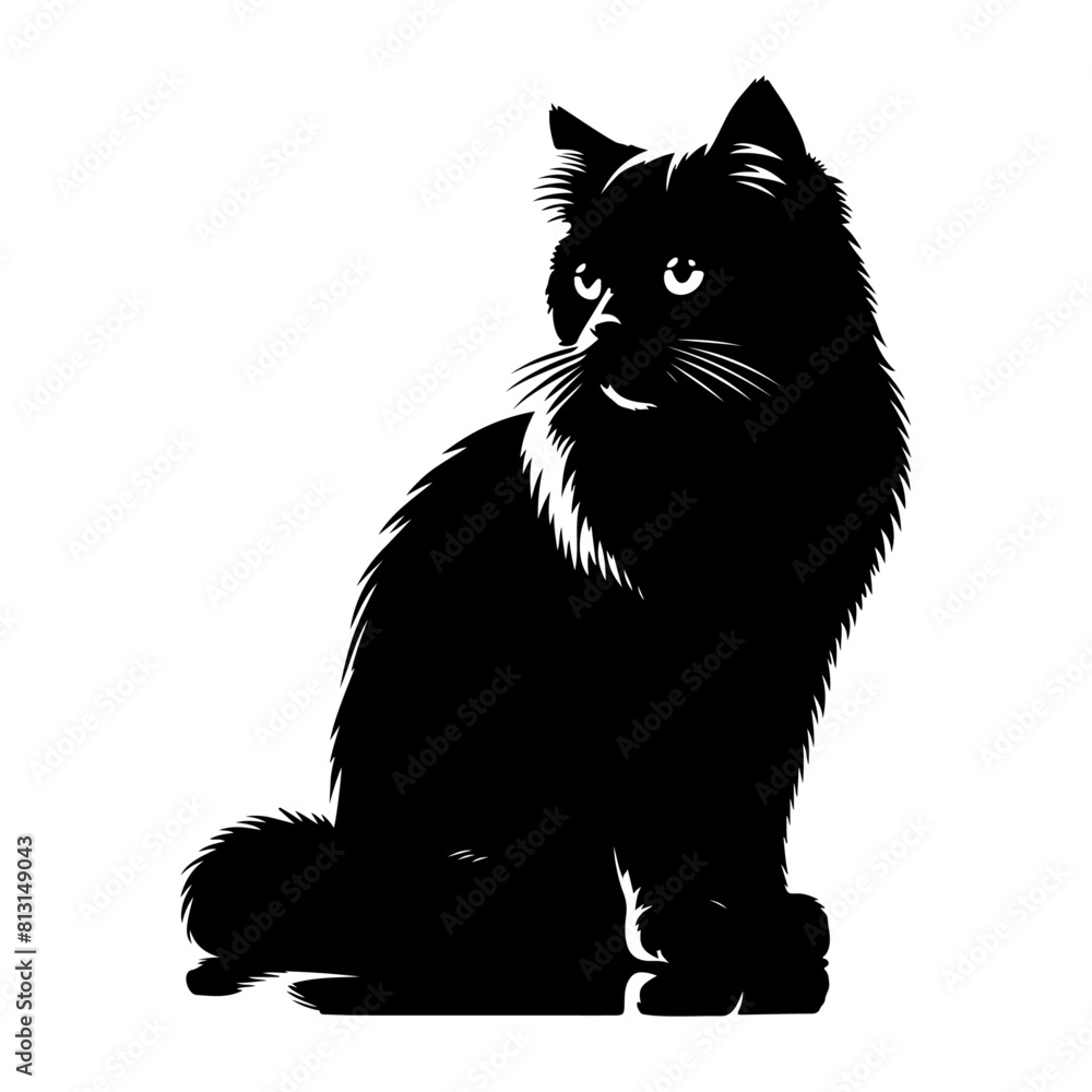 Obraz premium Black silhouette of cat , vector black color silhouette