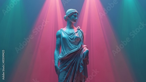 Statue in Colorful Lighting