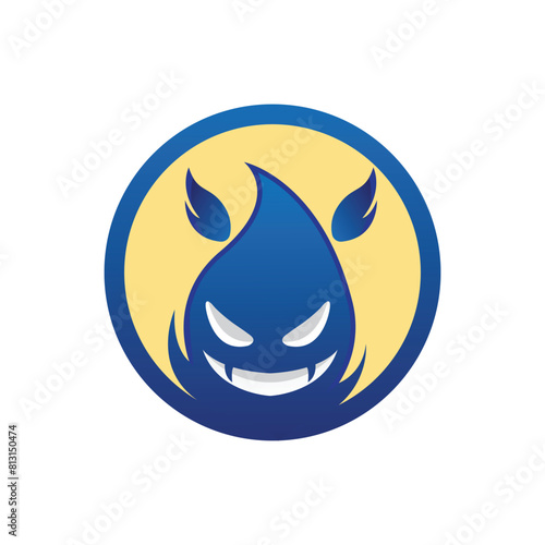 bad fire mascot esport logo design. Devil Fire and Devil Flame Logo.