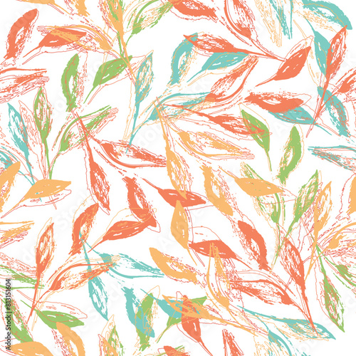 hand drawn boho spring seamless pattern. mixed media artwork, endless motif for textile decor and design