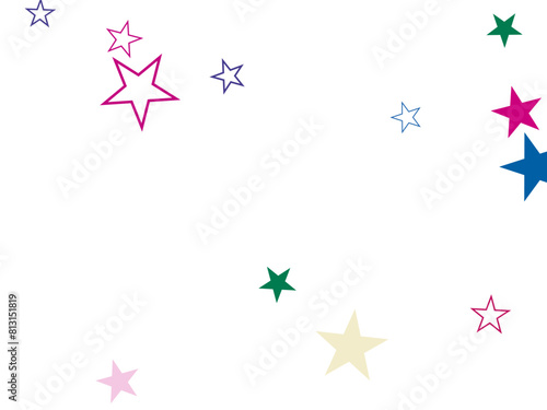Abstract flying confetti star. Festive colorful star confetti background.