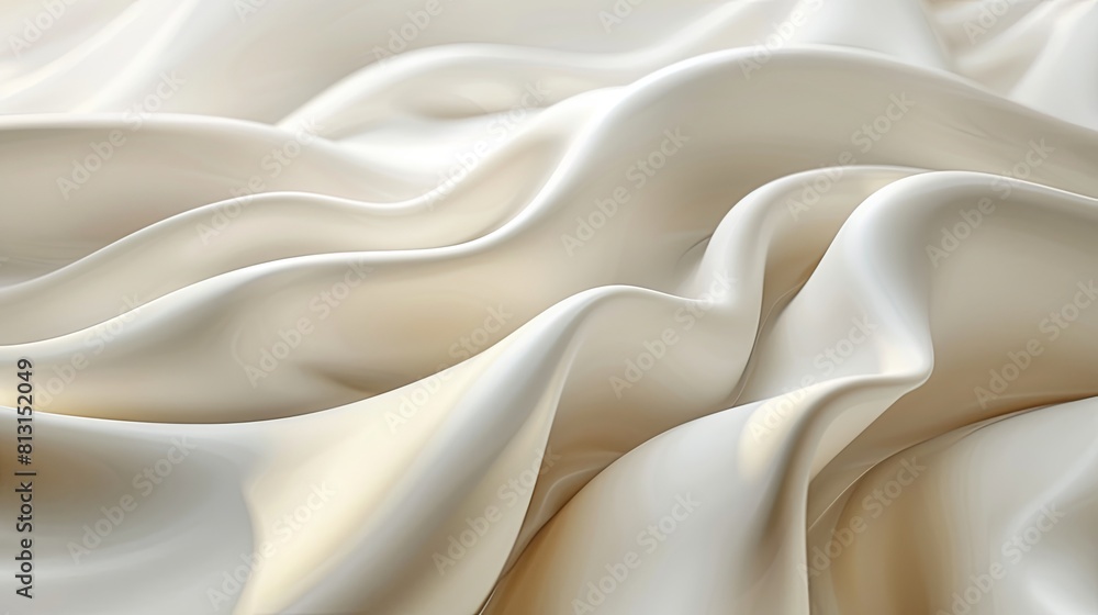 Obraz premium Soft and smooth cream silk fabric with elegant wavy folds.