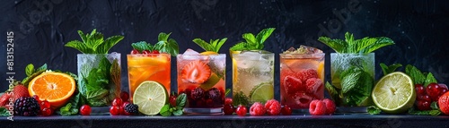 Refreshing fruit infused water with berries and citrus fruits