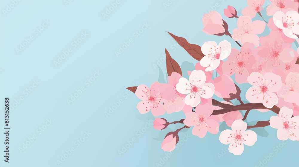 Illustration of a beautiful cherry blossom branch in full bloom Illustration of a beautiful cherry blossom branch in full bloom