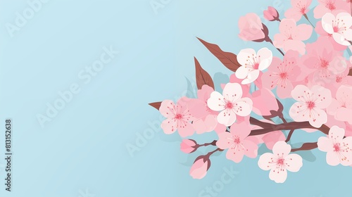 Illustration of a beautiful cherry blossom branch in full bloom