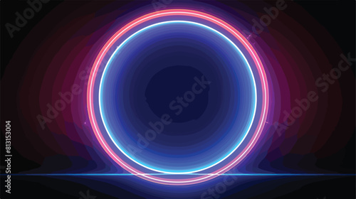 Neon abstract round for your design. Glowing electr photo