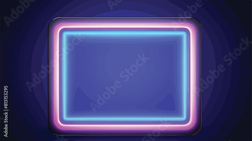 Neon e-square glowing frame with light blue and lil photo