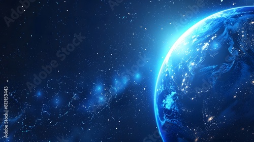 Fototapeta Naklejka Na Ścianę i Meble -  the beauty of the blue earth with a galaxy background with stars