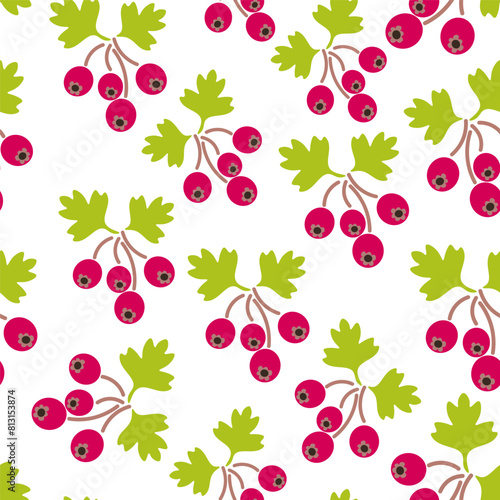 color isolated seamless pattern hawthorn berries in flat shape style in vector. template for backdrop textile wallpaper wrapping background print decor design