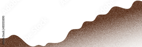 Chocolate and coffee powder, scattered cocoa on a light background. Particles of earth and dust. Brown sand texture.Top view of the cake.
