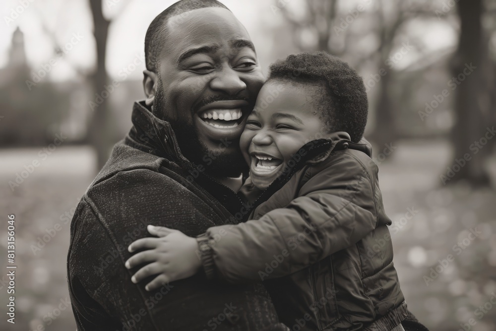 Happy african american father and son having fun together, father's day ...