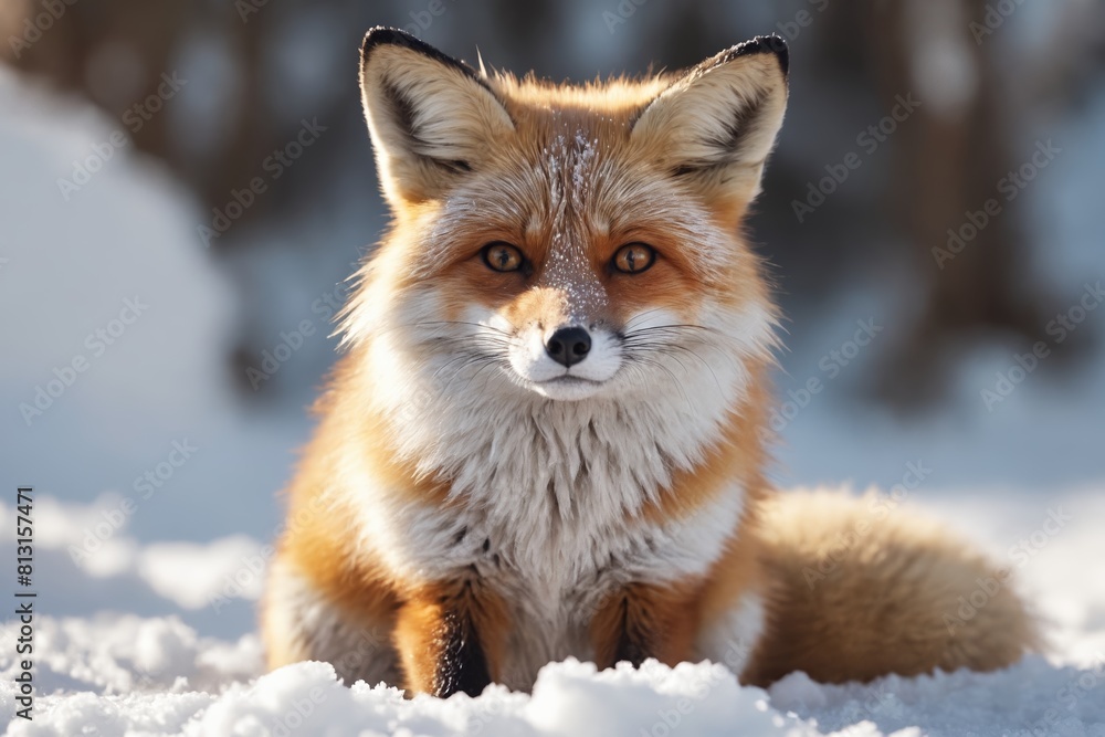 Nature's Palette: Vibrant Red Fox Against Pristine Snow Nature's Palette: Vibrant Red Fox Against Pristine Snow