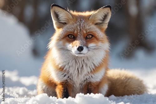 Nature s Palette  Vibrant Red Fox Against Pristine Snow