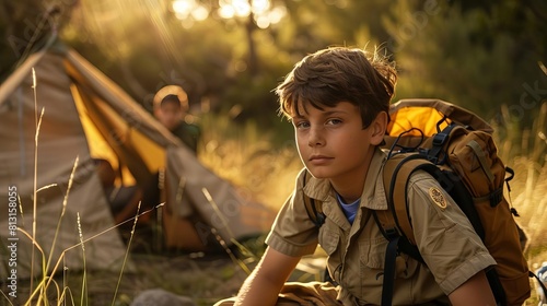 boy scouts on adventurous camping trip learning essential outdoor skills photo