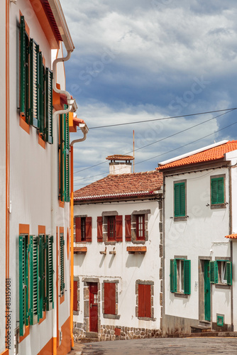 picturesque street in Los Moinhos, Porto Formoso, Sao Miguel island, Azores, Portugal
